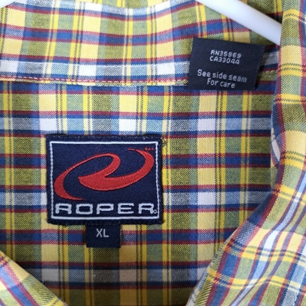 Roper Western Button Up Shirt Mens Size XL Colorful Plaid Rugged - Picture 4 of 8